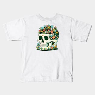 Skull Flower Garden Kids T-Shirt